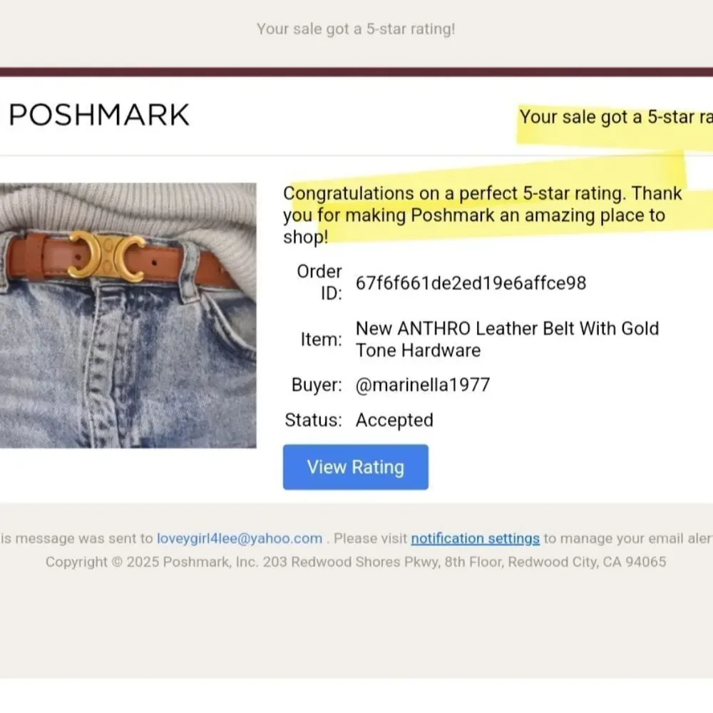 New Anthopologie Leather Belt With Gold Tone Hardware NWOT